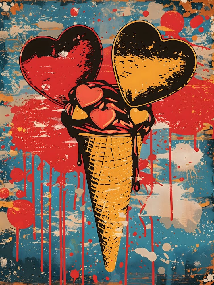 Ice Cream Cone, Vibrant Pop Art