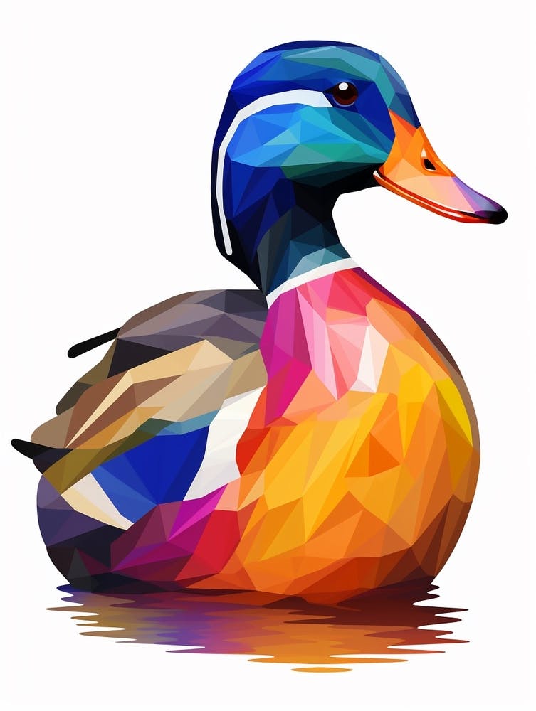 Colourful Geometric Bird Mallard Duck 3