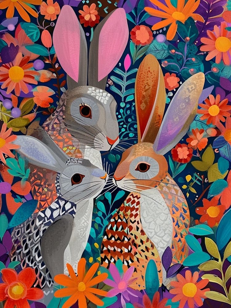 Kitsch Colourful Bunnies 1