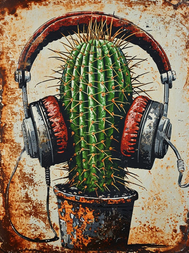 Cactus With Headphones 1