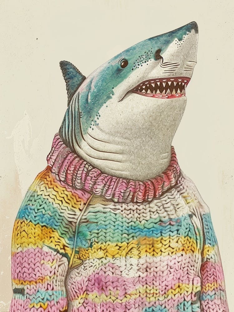 Shark In A Knitted Jumper Illustration 1