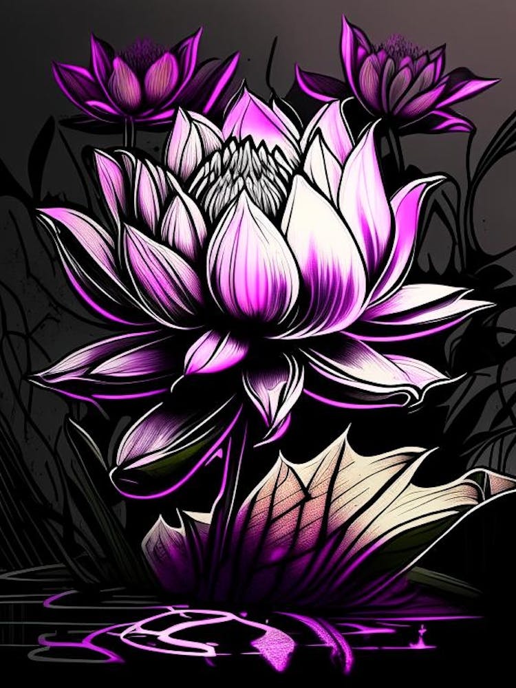 Lotus Flowers In Park Graffiti 7