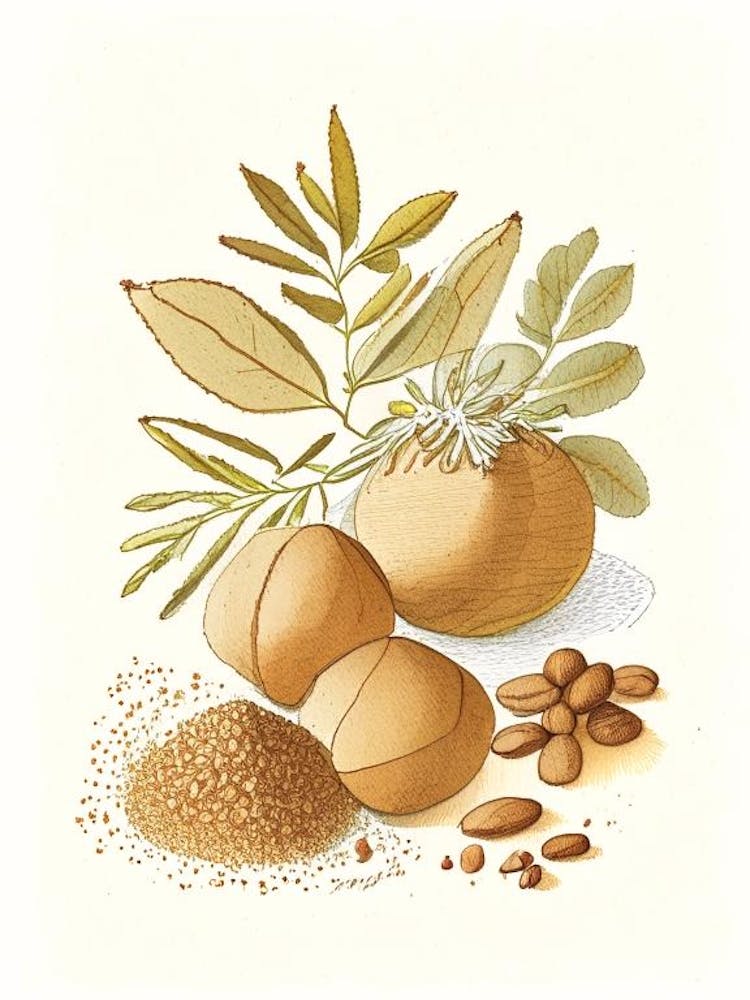 Muskatnuss Gewürze Und Kräuter Bleistiftillustration 4