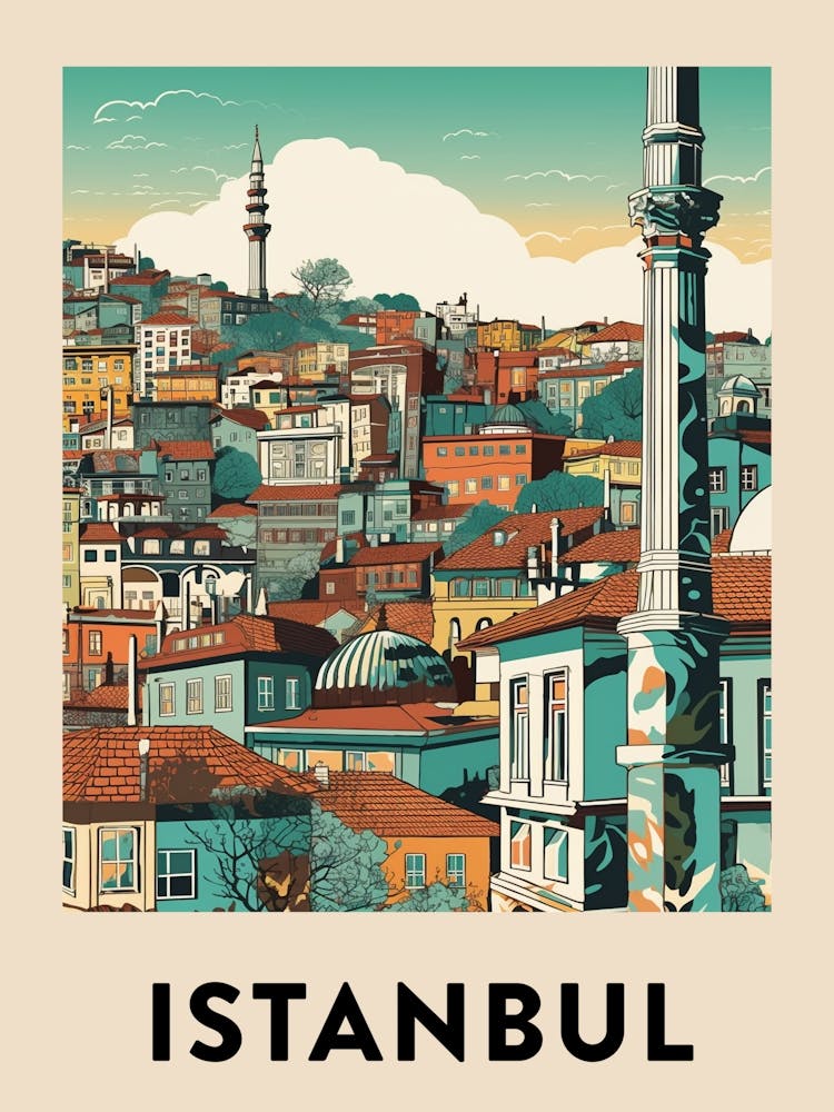 Istanbul 3 Vintage Travel Poster