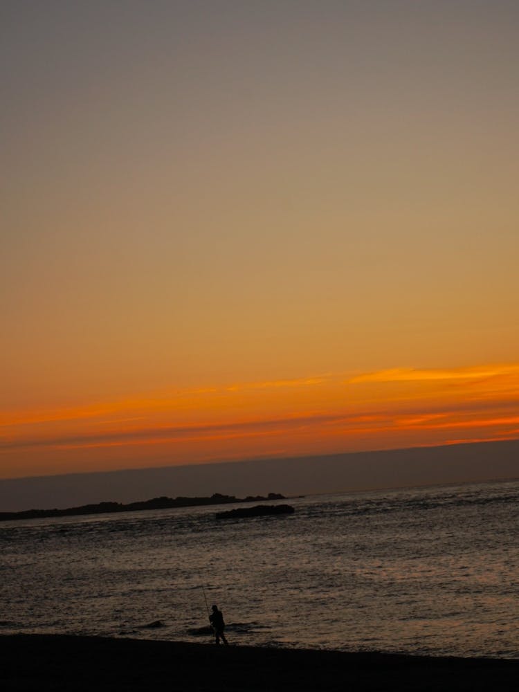 Angeln bei Sonnenuntergang