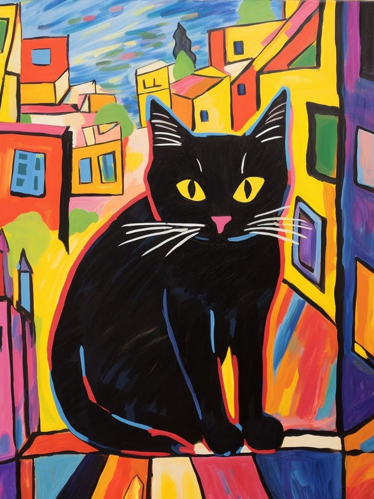 Painting Of A Cat In Cairo Egypt 1