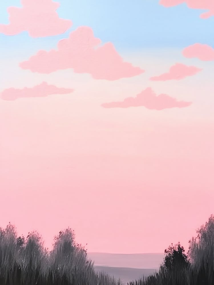 Dreamy Pink Skies At Dusk Retro
