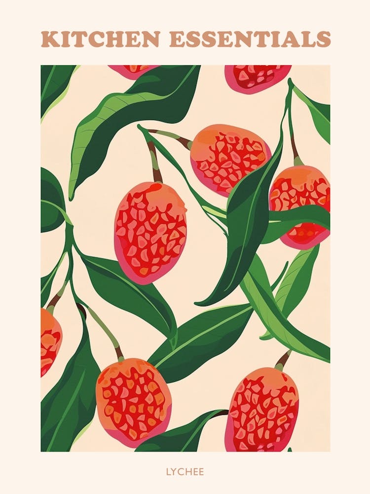 Lychee Fruit Pattern Poster 3