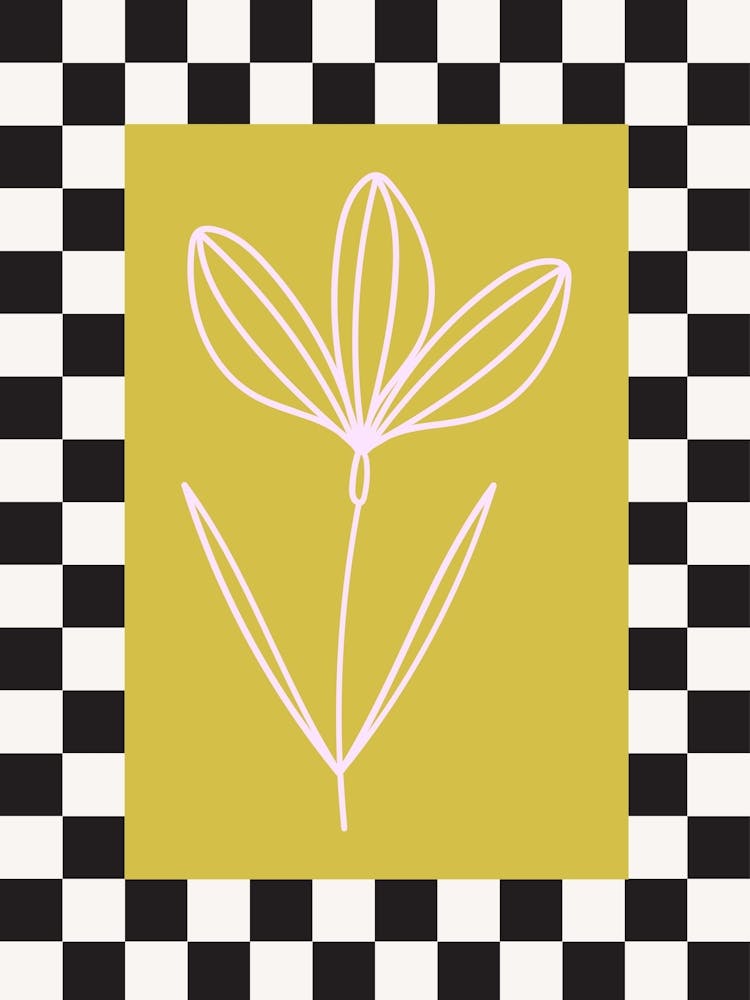 Affiche de fleur à carreaux moderne 14