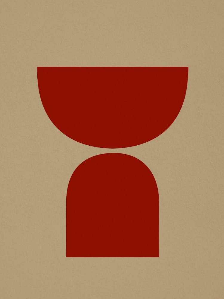 Geometric Composition In Dark Red