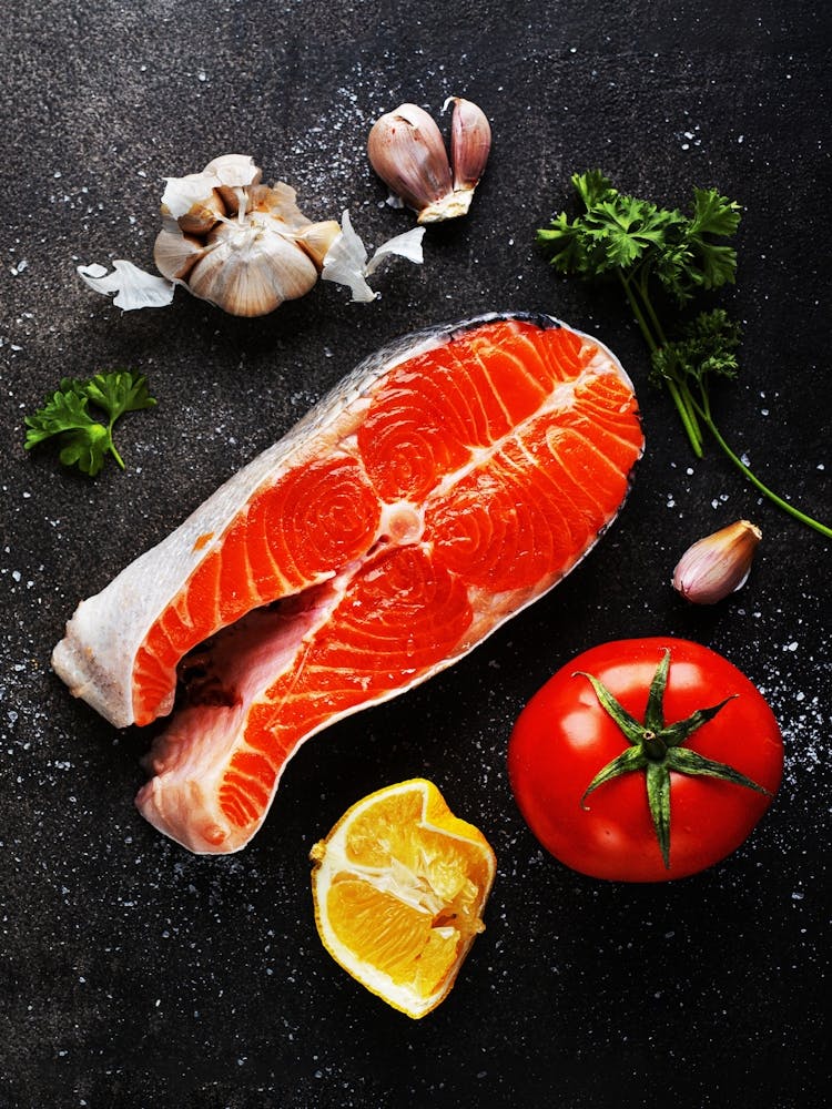 Fish steak — Food kitchen poster/blackboard, photo art