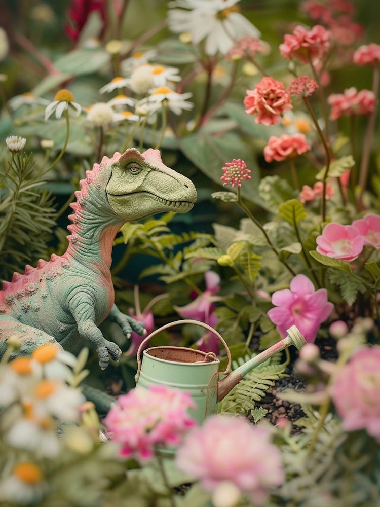 Pastel Toy Dinosaur In The Garden 2