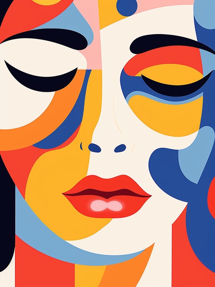 Closed Eyes Abstract Linework Face 5