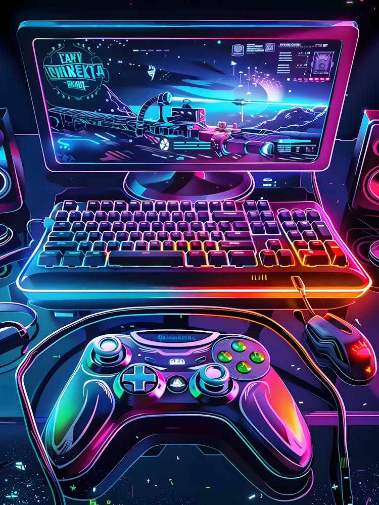 Neon Gamer Desktop Wallpaper