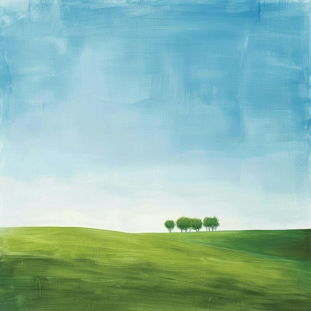 Trois Arbres Sur Une Colline Verte