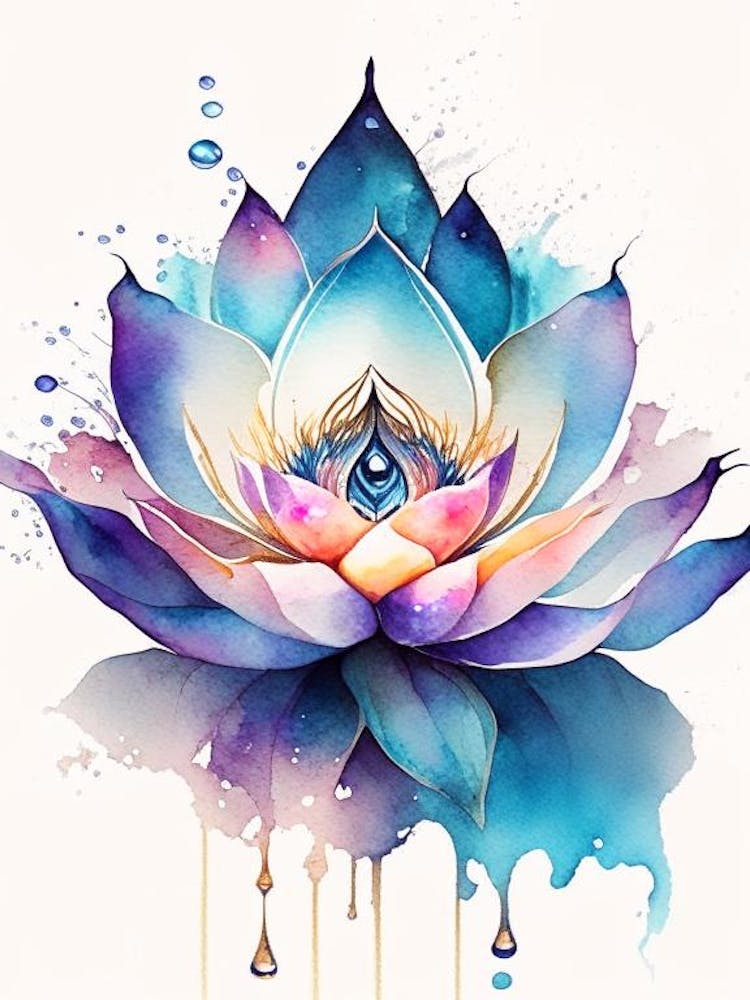 Lotus Flower, Symbol, Third Eye Watercolour 1
