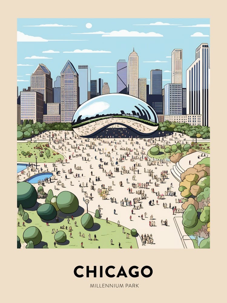 Millennium Park 8 Chicago Travel Poster