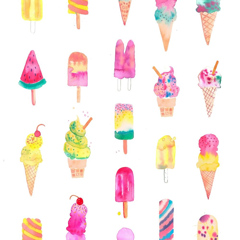 Cute Icecreams Pastel Square