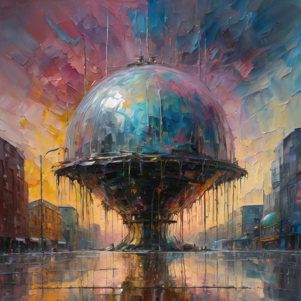 Oil Paint of Glass Globe building