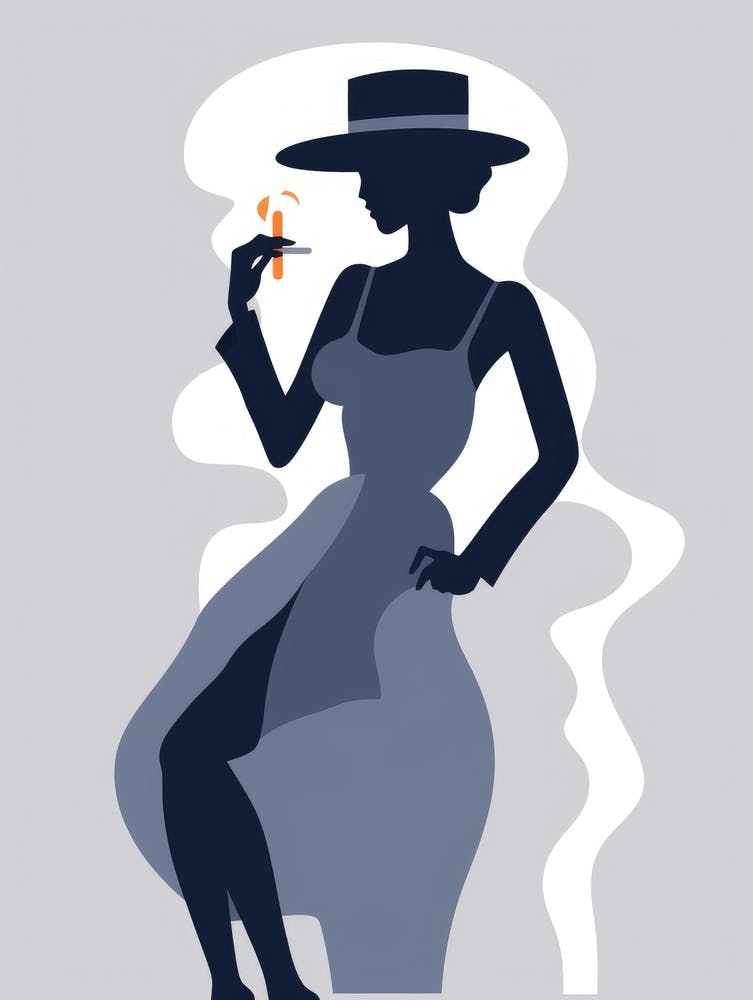 Silhouette d'une femme fumant une cigarette