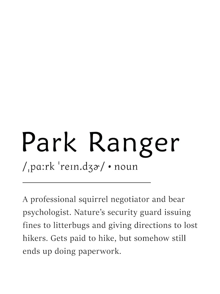 Park Ranger Definition Poster - Dictionary