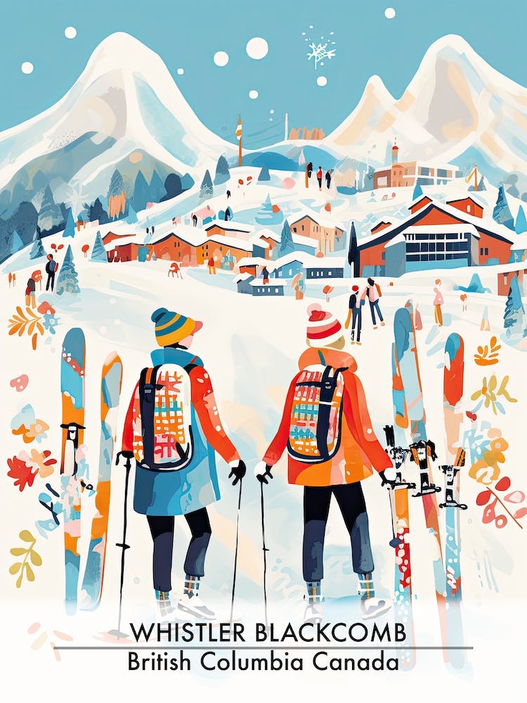 Whistler Blackcomb   British Columbia Canada, Ski Resort Poster Illustration 6