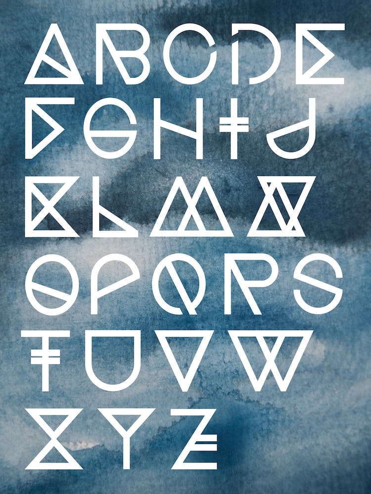 Geometrisches ABC Tusche Aquarell