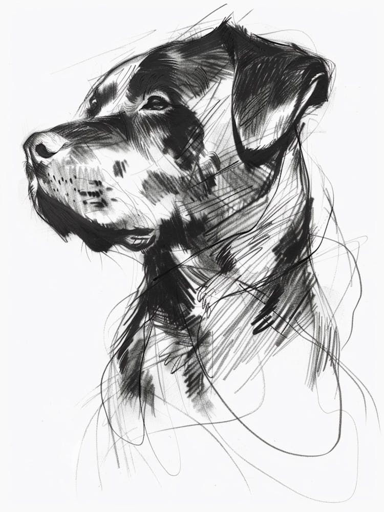 Rottweiler Hund Kohlezeichnung