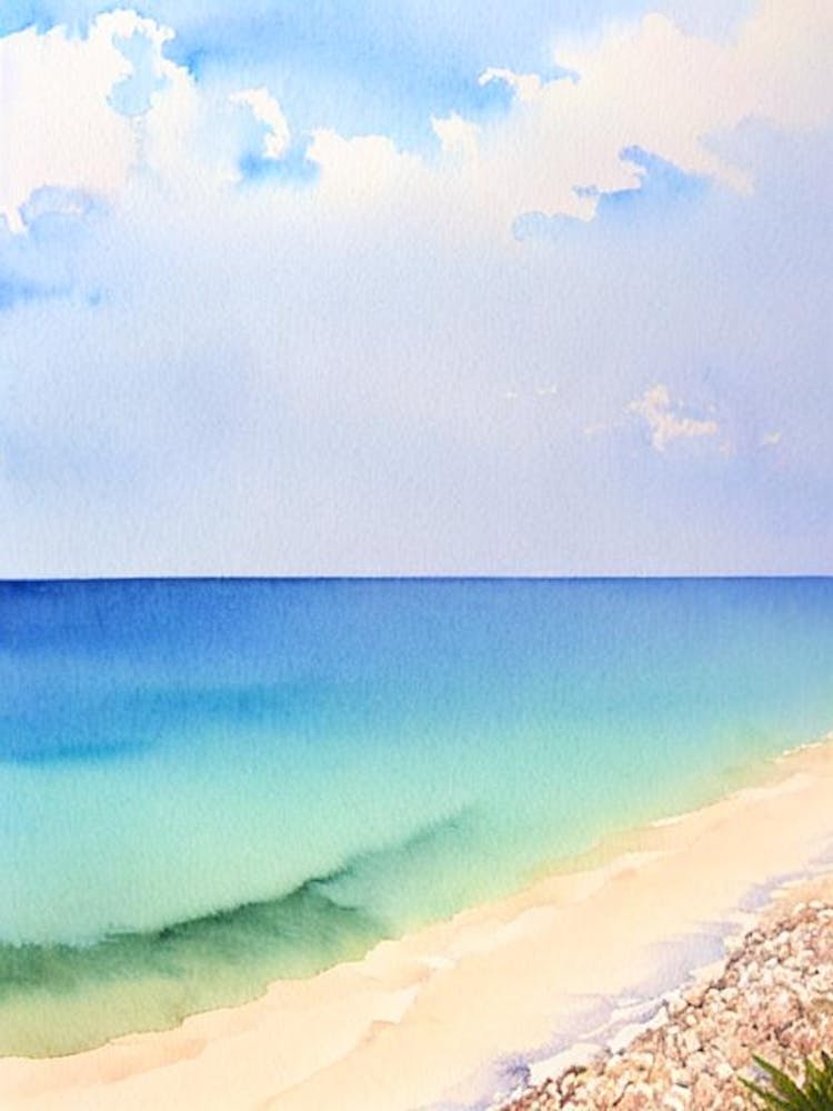 Myrtos Beach, Kefalonia, Greece Watercolour