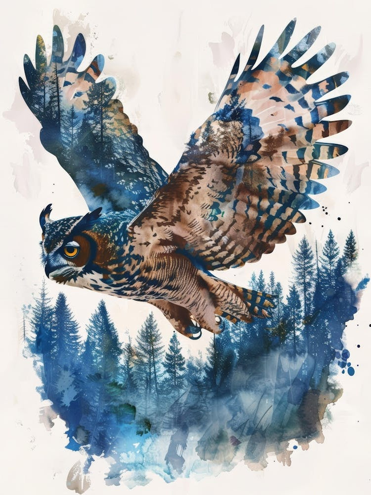 Owl In Flight Canvas Print