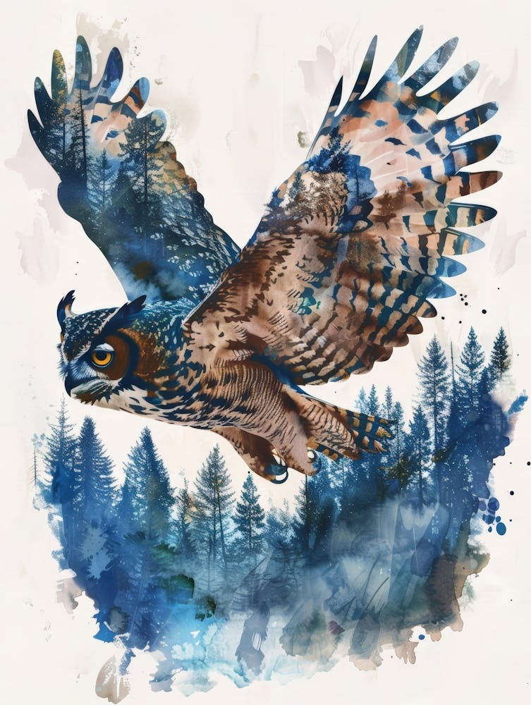 Owl In Flight Canvas Print
