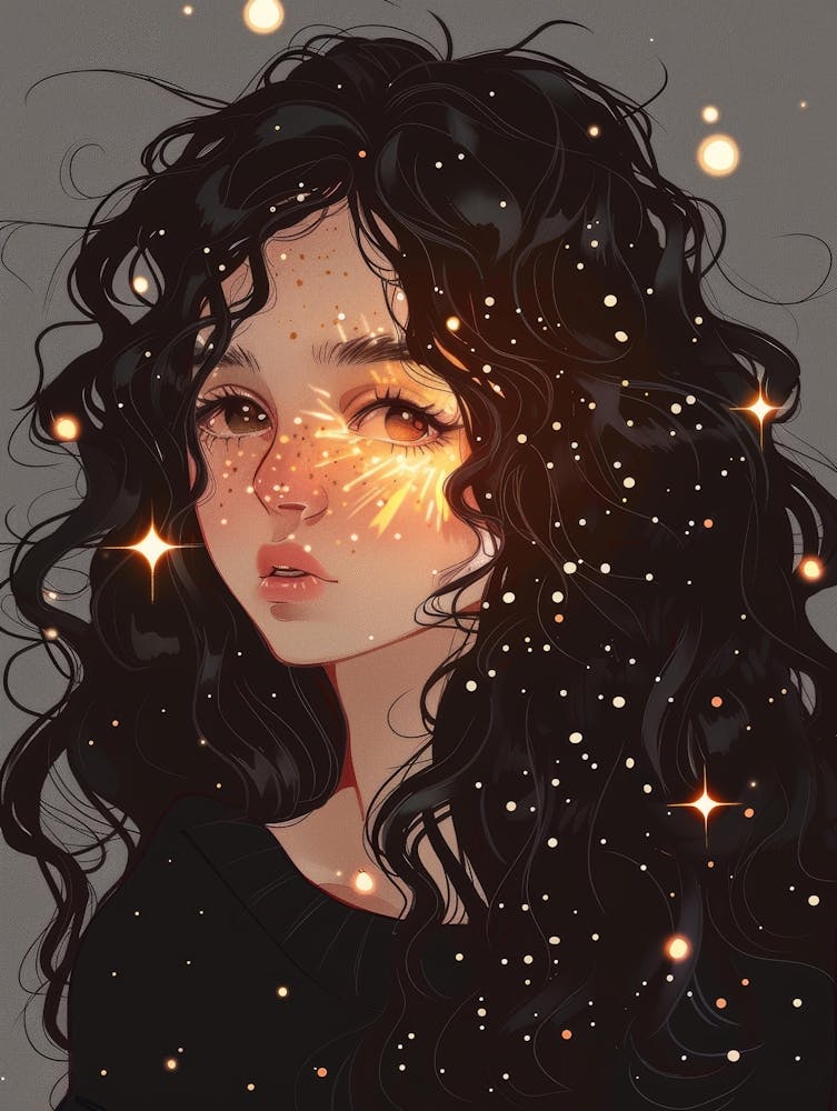 Fille Avec Des Étoiles Dans Ses Cheveux