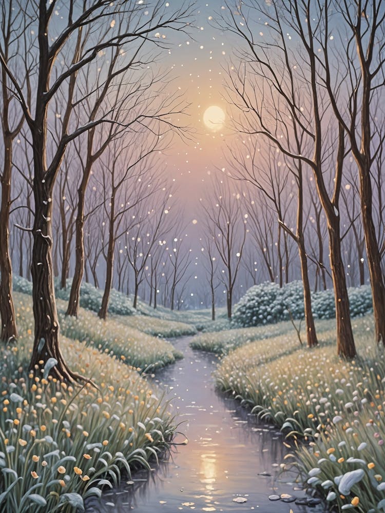 Soft Hues Snowy Stream