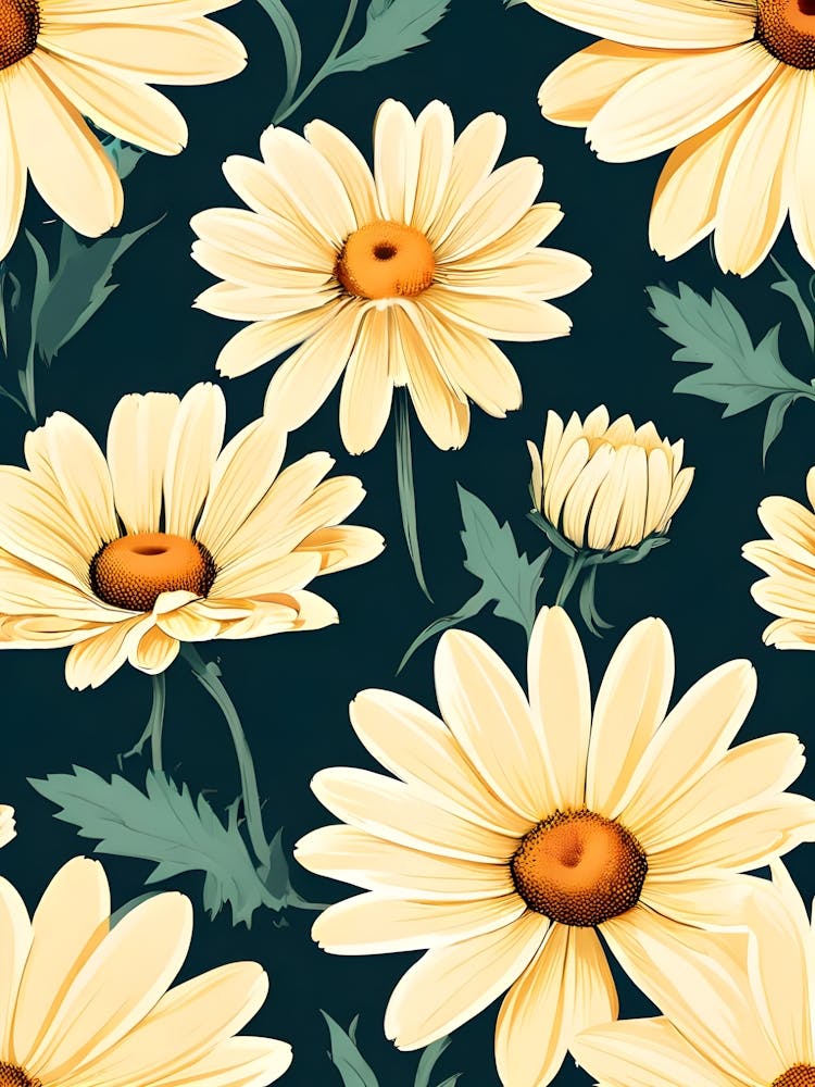 Seamless Pattern With Yellow Daisies