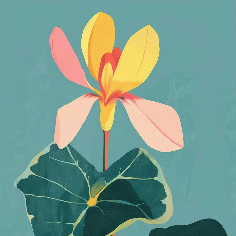 Cyclamen 2 Illustration florale carrée