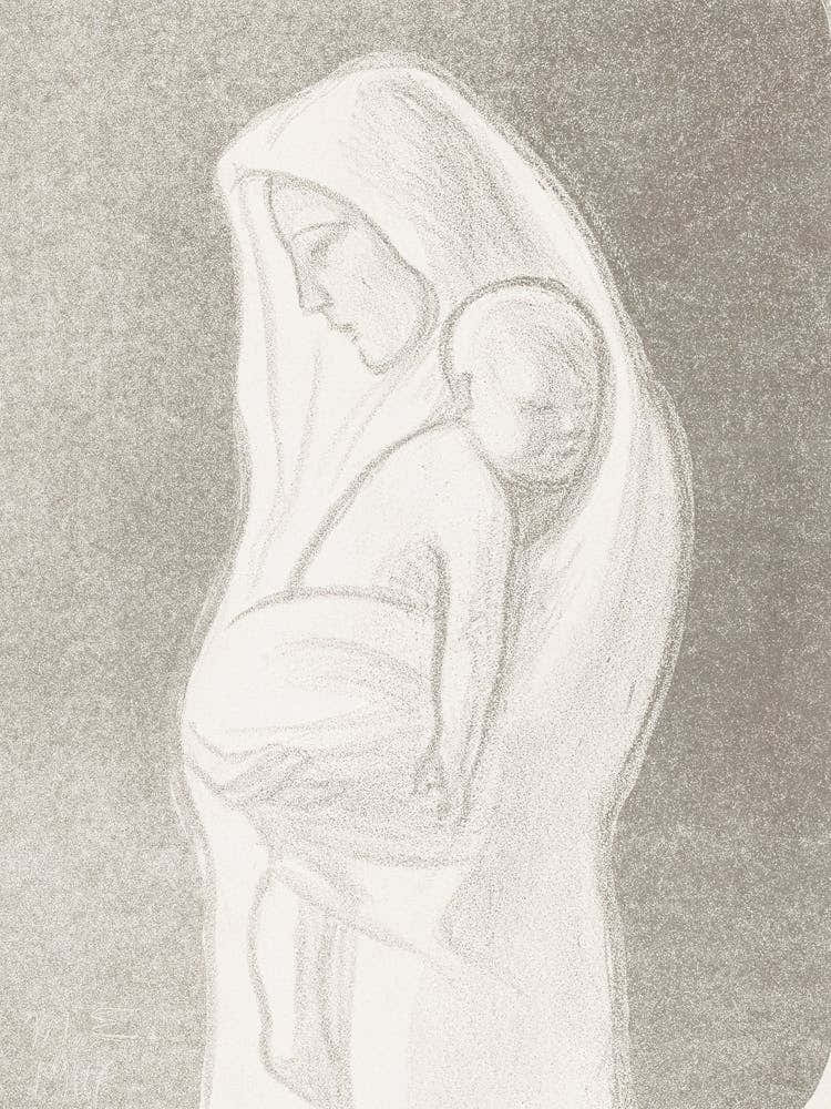 Mother, A Fragment From The Tampere Cathedral Altar Fresco (1907) By Magnus Enckell