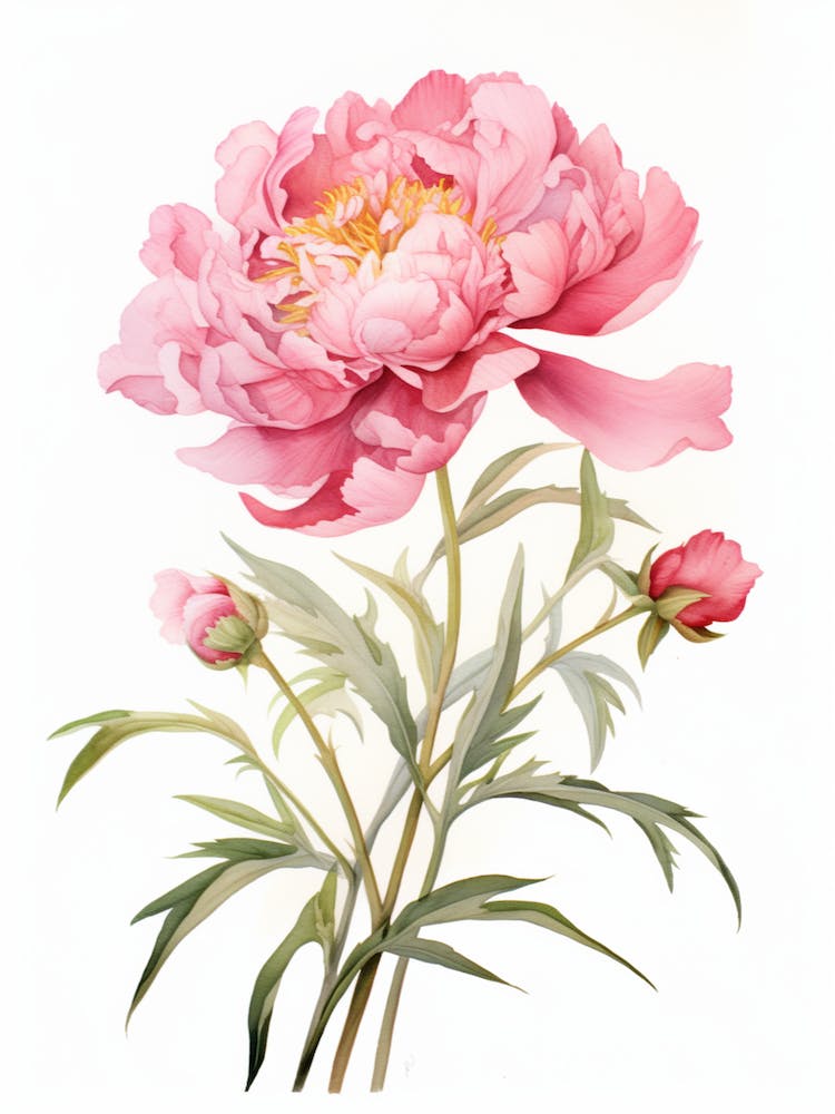 Peony Wildflower At Dawn In Watercolor (1)