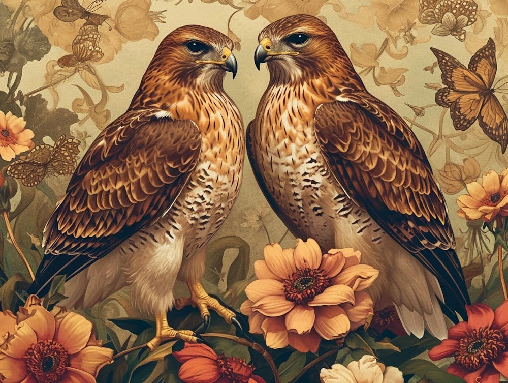 Florale Tierillustration Falke 3