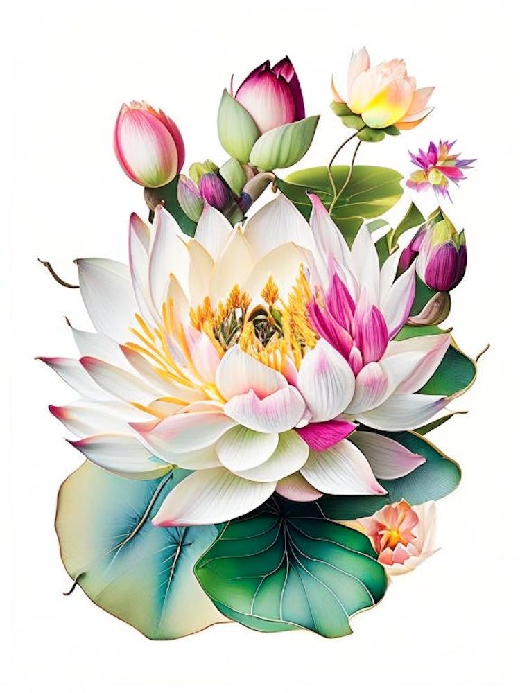 Lotus Flower Bouquet Decoupage 4