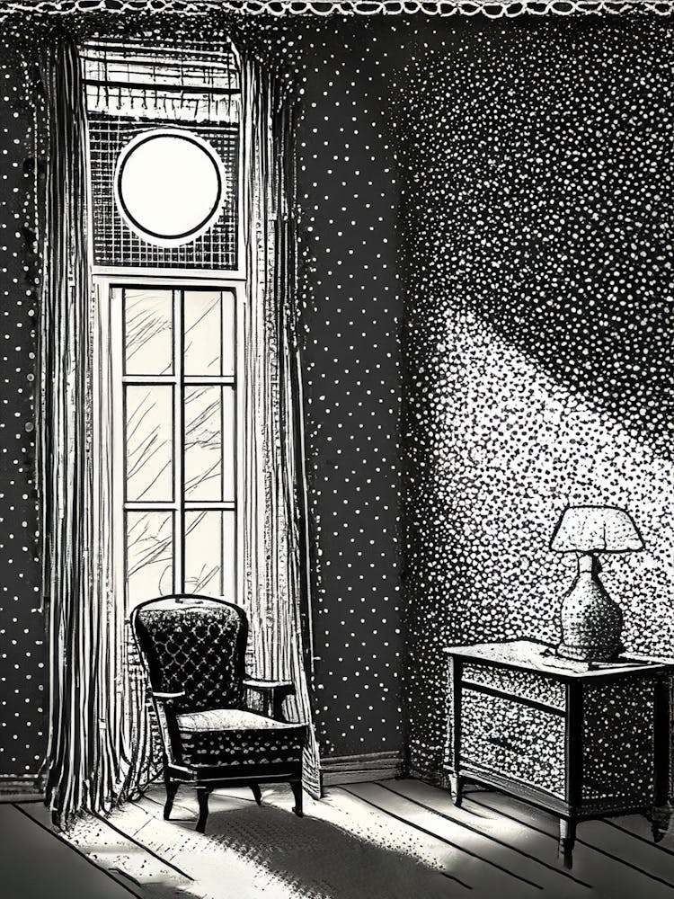 Timeless Elegance: A Sunlit Chair and Lamp in a Vintage Room