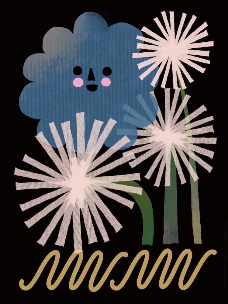 Happy Cloud And Dandelions