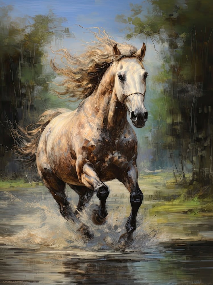 A Horse Painting In The Style Of Oil Painting 1