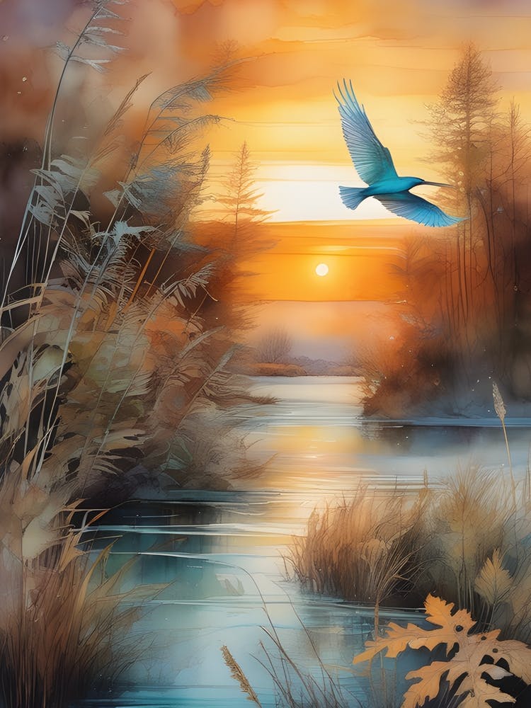 Bird Fly watercolor
