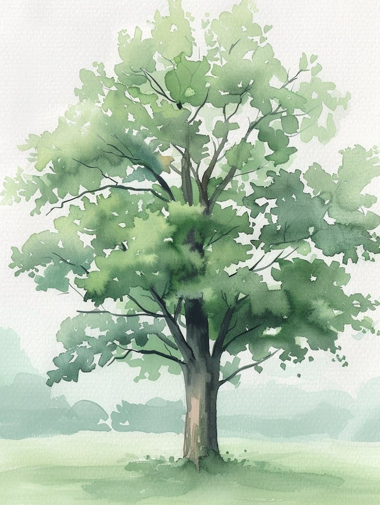 Beech Tree Atmospheric Watercolour Painting 2