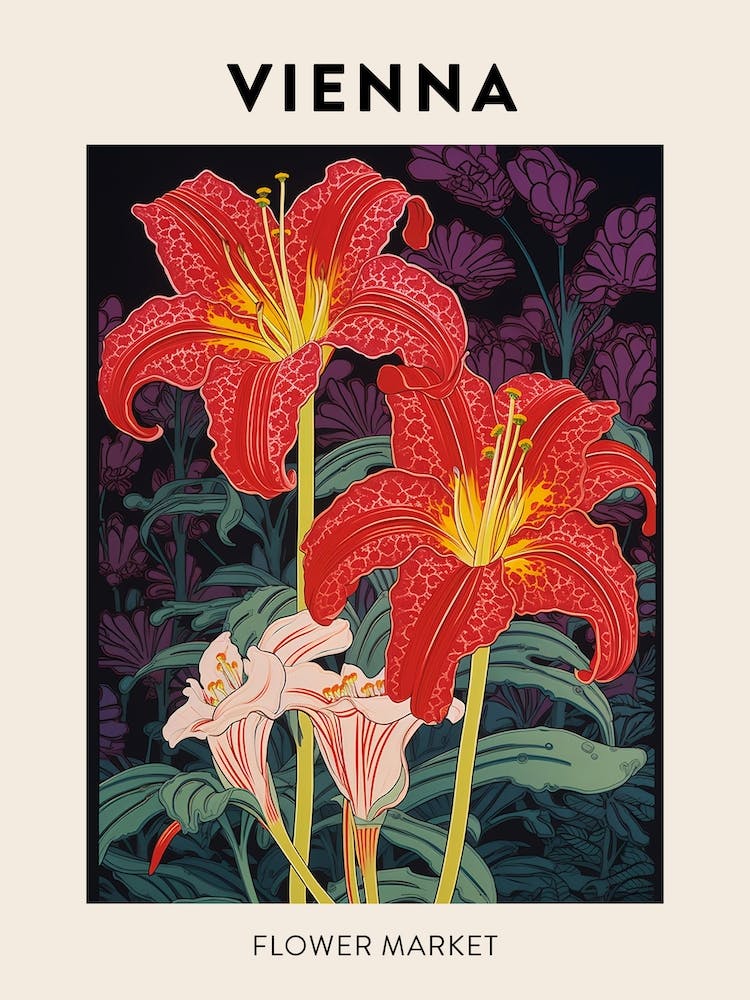 Vienna Austria Botanical Flower Market Poster