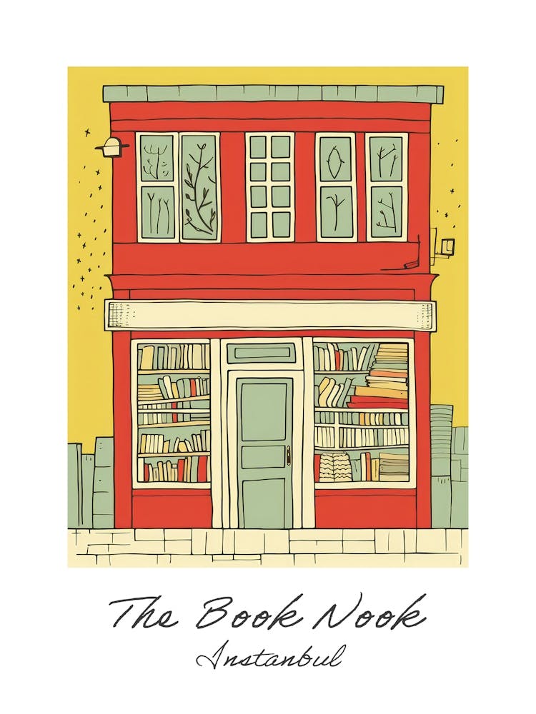 Instanbul The Book Nook Pastel Colours 1 Poster