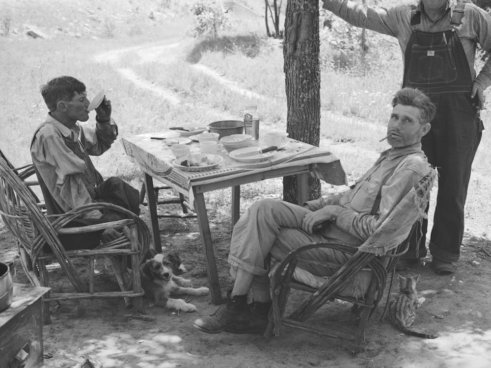 Visiting Farmers Who Were Having Lunch At Agricultural Day Laborer S Camp Near Sallisaw, Oklahoma By Russell Lee