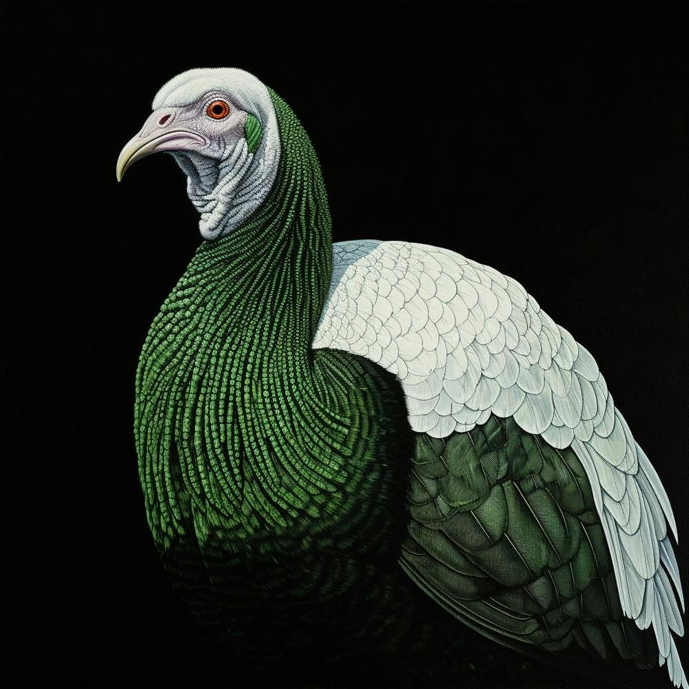 Ohara Koson Inspired Bird Painting Turkey 1 Square