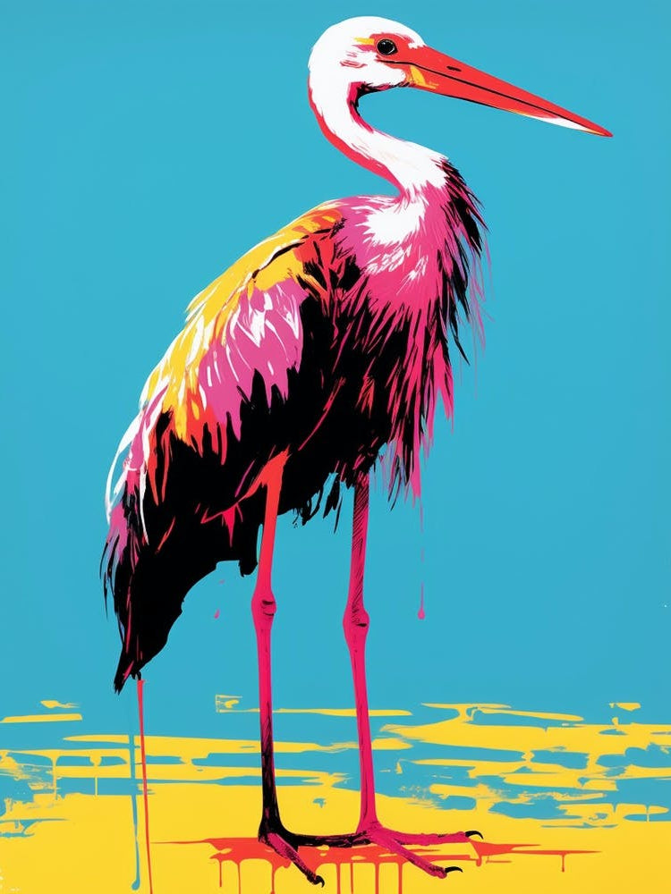 Andy Warhol Style Bird Stork 3