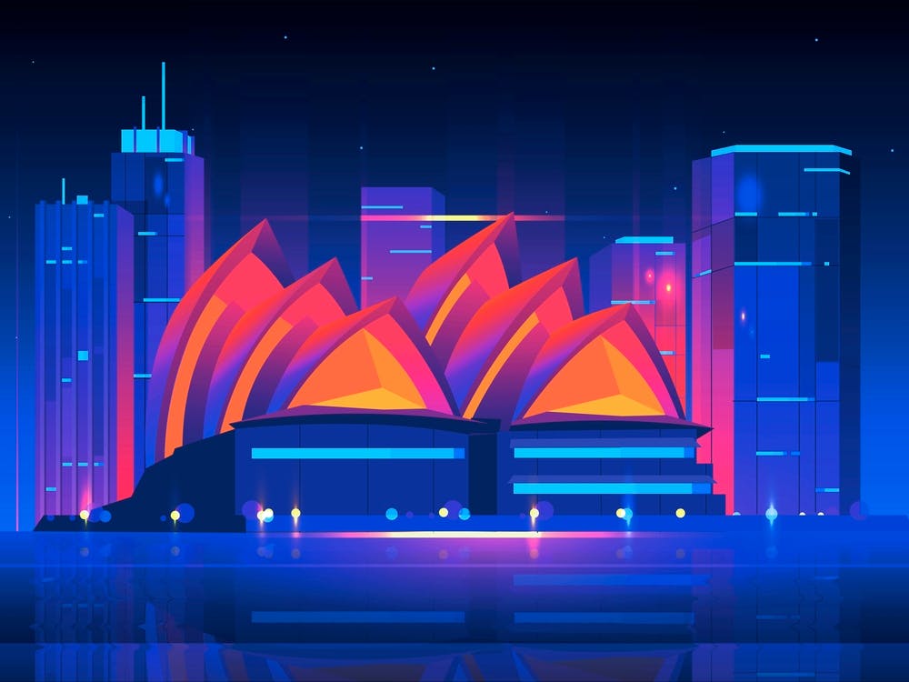 Synthwave Neon City - Sydney, Australia